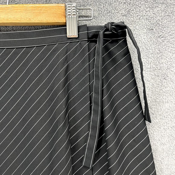 ANN TAYLOR Skirt Womens Size 2 Black Striped Embroidered Floral A-Line Wrap - Picture 3 of 13